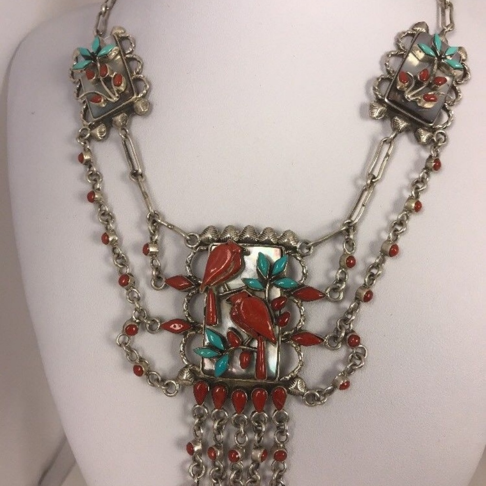 Collectible RK Zuni Sterling Turquoise Coral - Picture 7 of 8